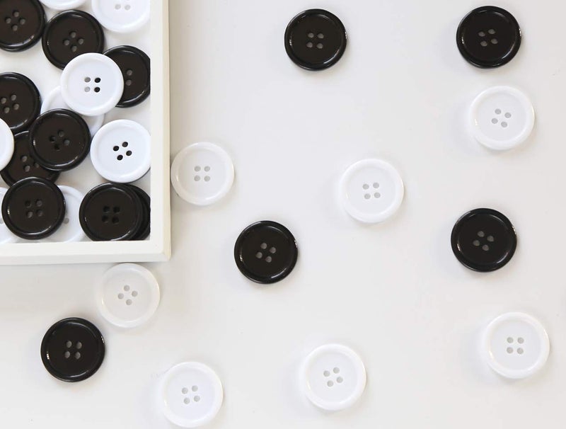 GANSSIA 1 Inch (25mm) Black Resin Buttons Sewing Flatback Button for Garment DIY Craft Decoration Pack of 50PCS - Image 4